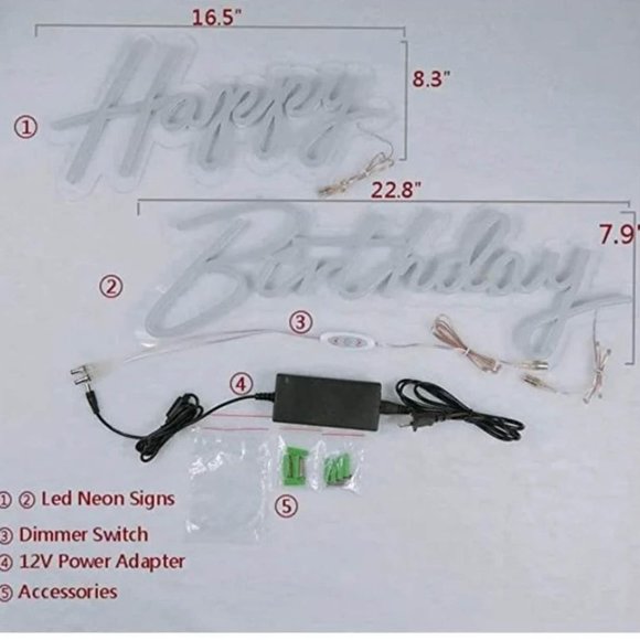Happy Birthday Neon Sign 23x8 NEW - Picture 7 of 7
